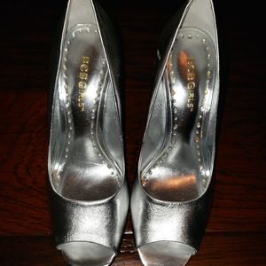 Silver Peep Toe Heels